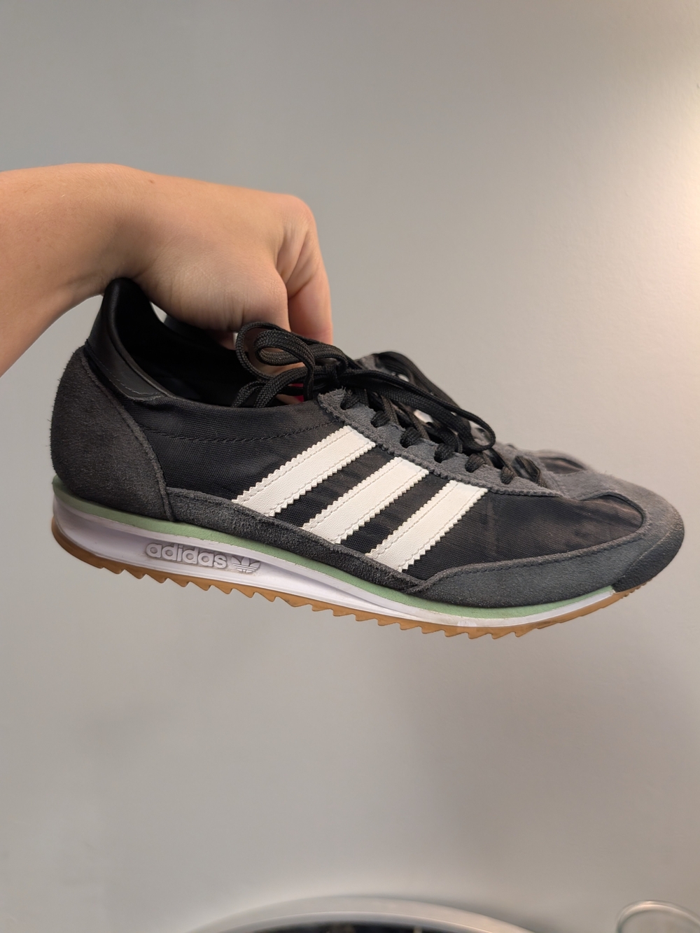 adidas Women’s Black & White Retro Runner with Gum Sole 6